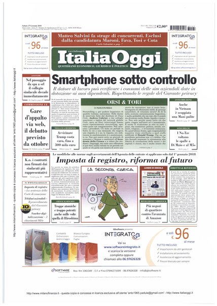 Italia oggi : quotidiano di economia finanza e politica